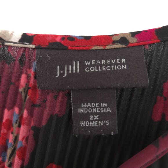 J. Jill Wearever floral pleated chiffon tunic top Size 2X A-line 3/4  sleeves - Picture 7 of 12